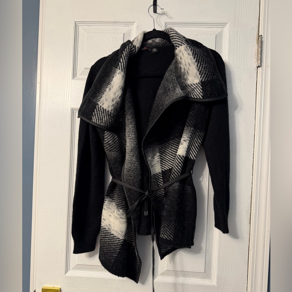 Ava black wrap cardigan mohair with belt size medium